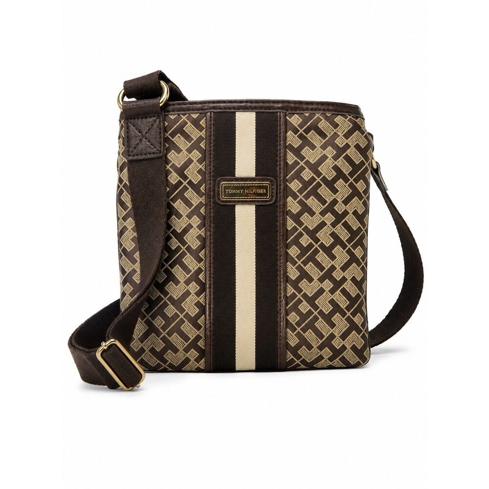 Tommy Hilfiger Brown/Beige Logo Small Zip Crossbody
